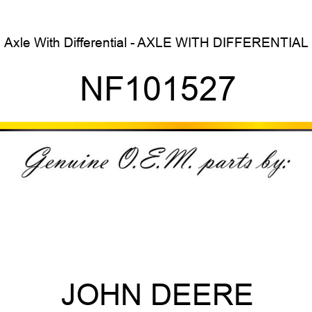 Axle With Differential - AXLE WITH DIFFERENTIAL NF101527