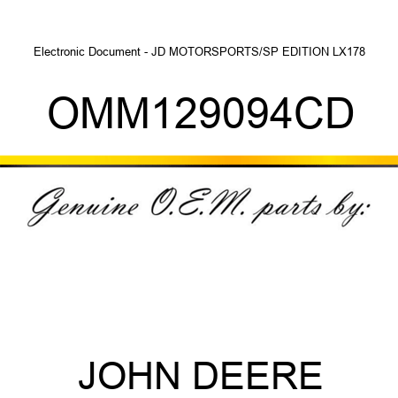 Electronic Document - JD MOTORSPORTS/SP EDITION LX178 OMM129094CD