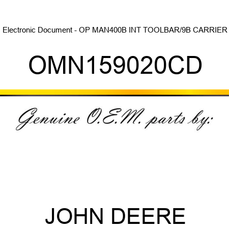 Electronic Document - OP MAN,400B INT TOOLBAR/9B CARRIER OMN159020CD