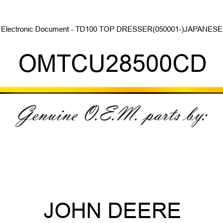 Omtcu28500cd Electronic Document Td100 Top Dresser 050001