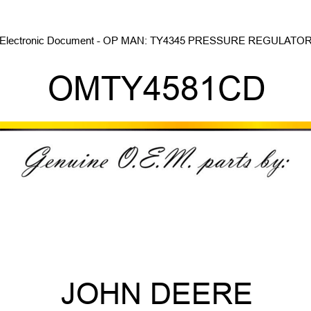 Electronic Document - OP MAN: TY4345 PRESSURE REGULATOR OMTY4581CD