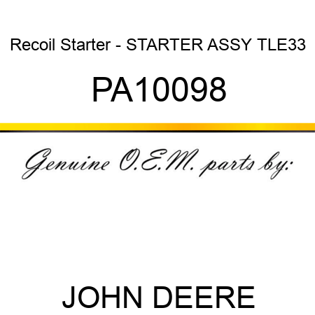 Recoil Starter - STARTER ASSY, TLE33 PA10098