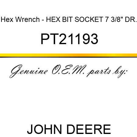 Hex Wrench - HEX BIT SOCKET, 7, 3/8