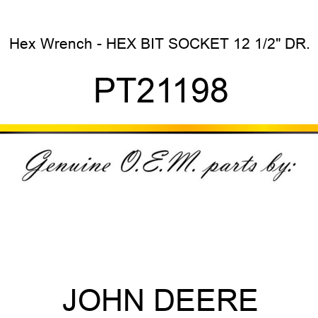 Hex Wrench - HEX BIT SOCKET, 12, 1/2