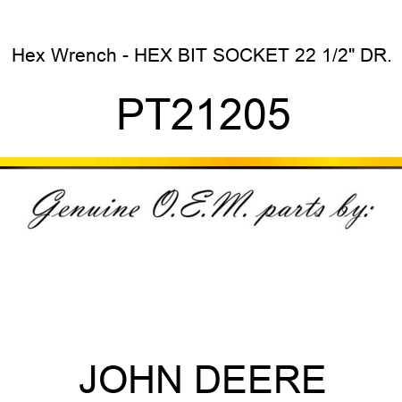 Hex Wrench - HEX BIT SOCKET, 22, 1/2