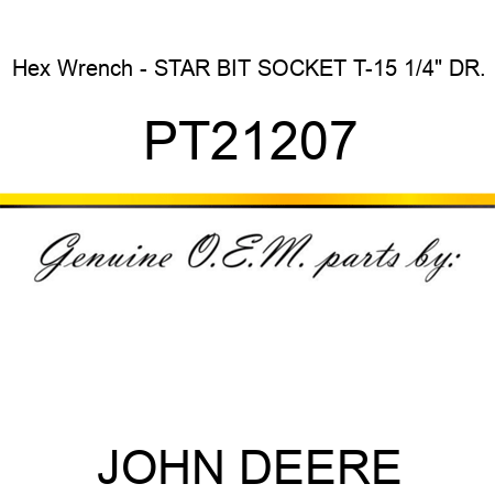 Hex Wrench - STAR BIT SOCKET, T-15, 1/4