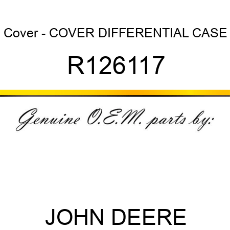 Cover - COVER, DIFFERENTIAL CASE R126117