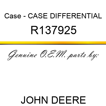 Case - CASE, DIFFERENTIAL R137925