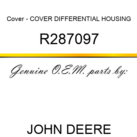 Cover - COVER, DIFFERENTIAL HOUSING R287097