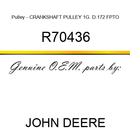 Pulley - CRANKSHAFT PULLEY 1G. D.172 FPTO R70436