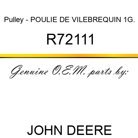 Pulley - POULIE DE VILEBREQUIN 1G. R72111