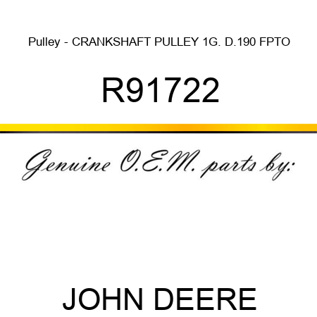Pulley - CRANKSHAFT PULLEY 1G. D.190 FPTO R91722