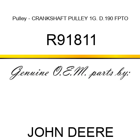Pulley - CRANKSHAFT PULLEY 1G. D.190 FPTO R91811