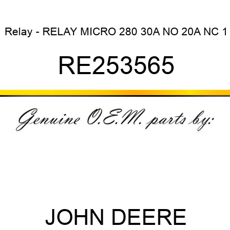 Relay - RELAY, MICRO 280, 30A NO, 20A NC, 1 RE253565