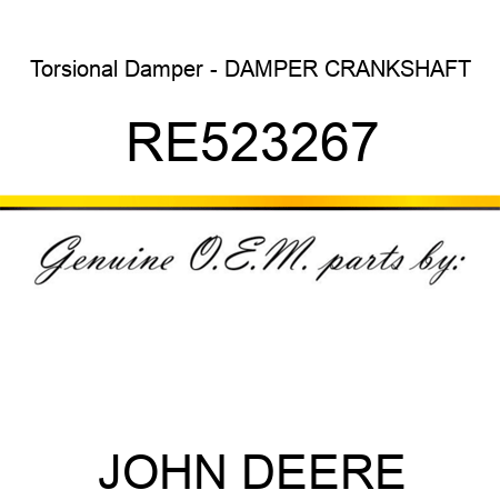 Torsional Damper - DAMPER, CRANKSHAFT RE523267
