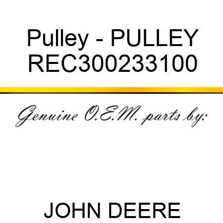 Pulley - PULLEY REC300233100