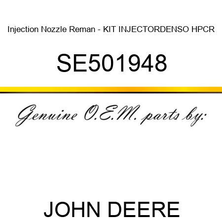 Injection Nozzle Reman - KIT, INJECTOR,DENSO HPCR SE501948