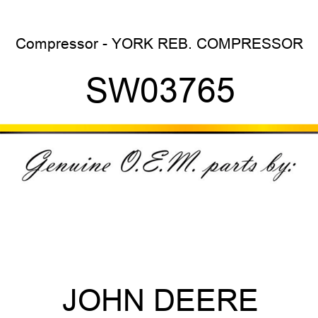 Compressor - YORK REB. COMPRESSOR SW03765