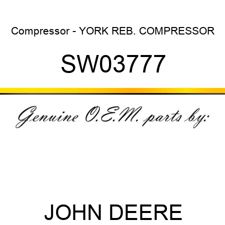 Compressor - YORK REB. COMPRESSOR SW03777