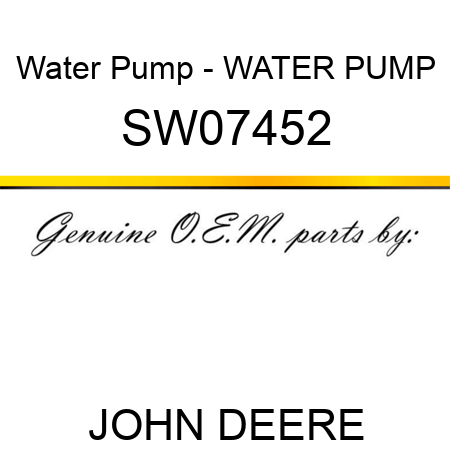 Water Pump - WATER PUMP SW07452