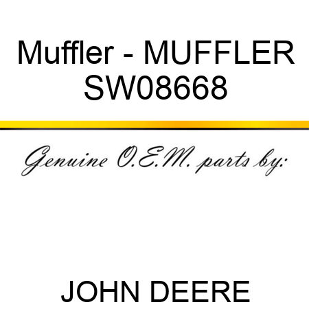 Muffler - MUFFLER SW08668