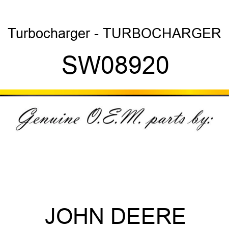 Turbocharger - TURBOCHARGER SW08920