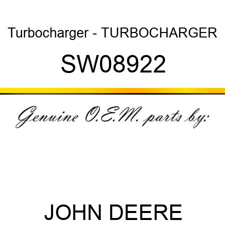 Turbocharger - TURBOCHARGER SW08922
