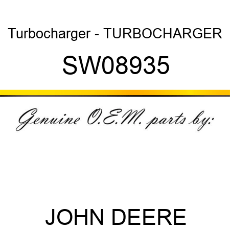 Turbocharger - TURBOCHARGER SW08935