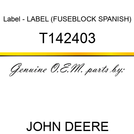 Label - LABEL (FUSEBLOCK, SPANISH) T142403