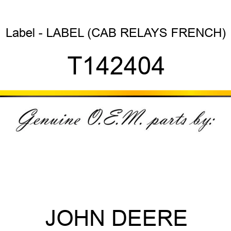 Label - LABEL (CAB RELAYS, FRENCH) T142404