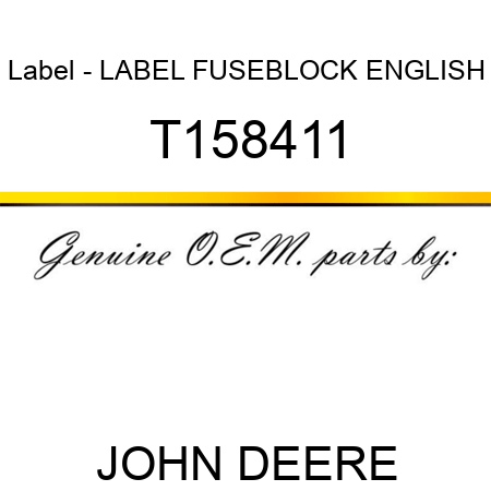 Label - LABEL, FUSEBLOCK ENGLISH T158411