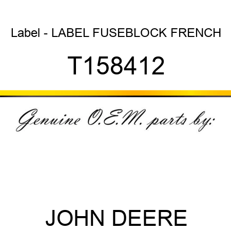 Label - LABEL, FUSEBLOCK FRENCH T158412