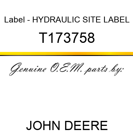 Label - HYDRAULIC SITE LABEL T173758