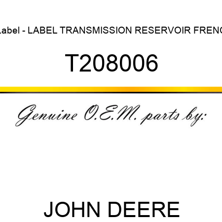 Label - LABEL, TRANSMISSION RESERVOIR FRENC T208006