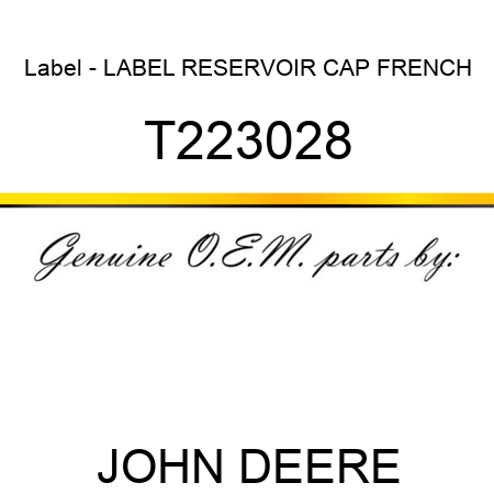 Label - LABEL, RESERVOIR CAP, FRENCH T223028