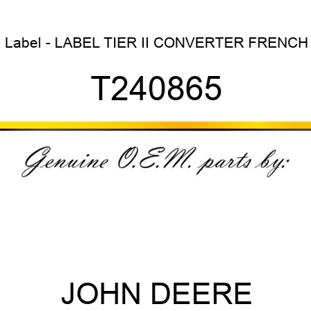 Label - LABEL, TIER II CONVERTER FRENCH T240865