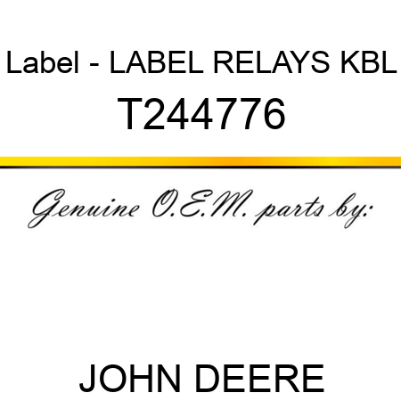 Label - LABEL, RELAYS KBL T244776