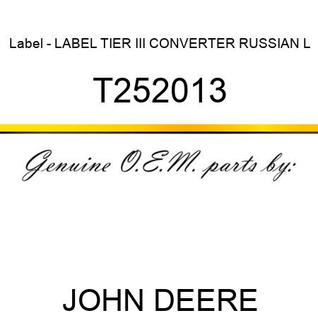 Label - LABEL, TIER III CONVERTER RUSSIAN L T252013