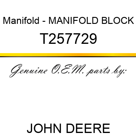 Manifold - MANIFOLD BLOCK T257729