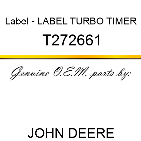 Label - LABEL, TURBO TIMER T272661