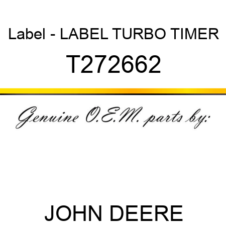 Label - LABEL, TURBO TIMER T272662
