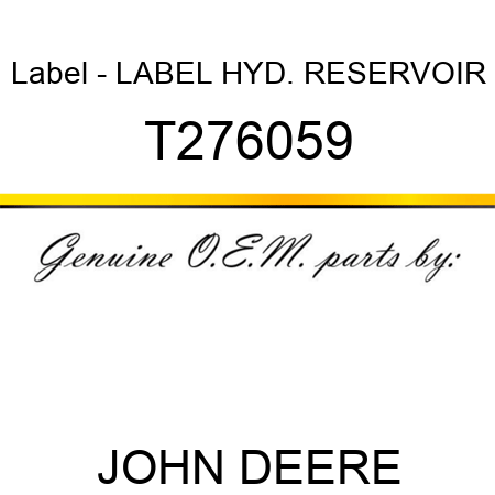 Label - LABEL, HYD. RESERVOIR T276059