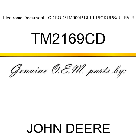 Electronic Document - CDBOD/TM,900P BELT PICKUPS/REPAIR TM2169CD