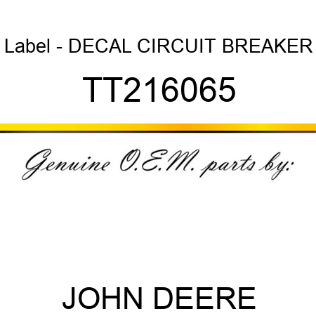 Label - DECAL, CIRCUIT BREAKER TT216065