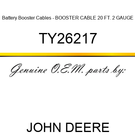 Battery Booster Cables - BOOSTER CABLE, 20 FT., 2 GAUGE TY26217