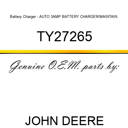 Battery Charger - AUTO 3AMP BATTERY CHARGER/MAINTAIN. TY27265