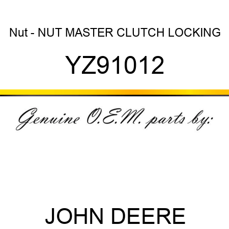 Nut - NUT, MASTER CLUTCH LOCKING YZ91012