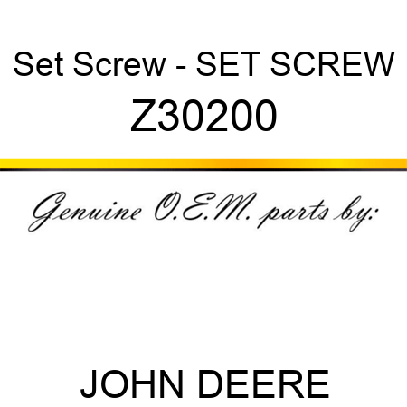 Set Screw - SET SCREW Z30200