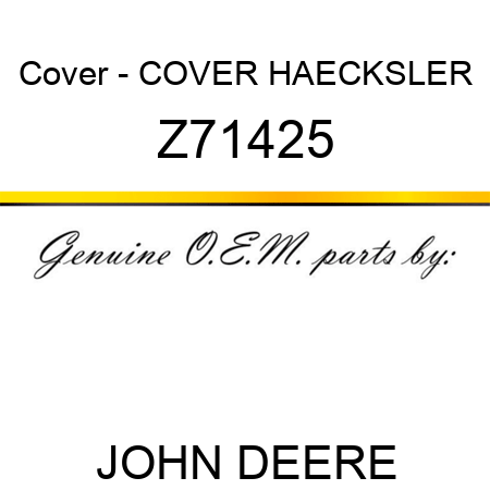 Cover - COVER, HAECKSLER Z71425