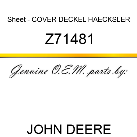 Sheet - COVER, DECKEL HAECKSLER Z71481